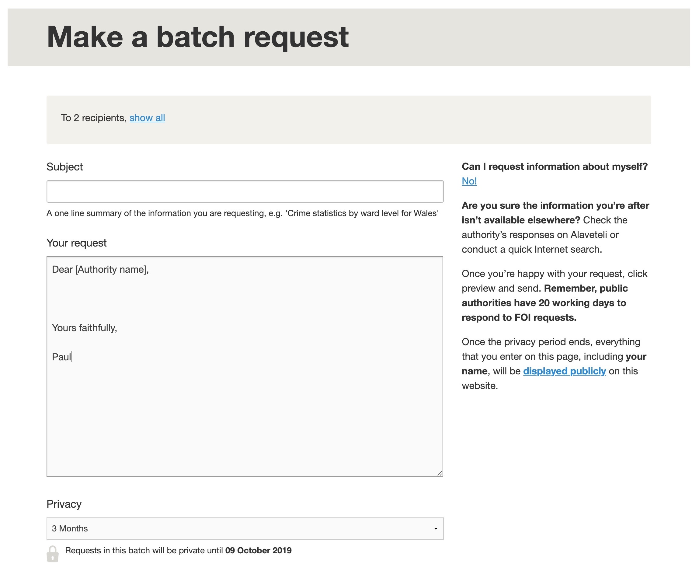 Write a batch template